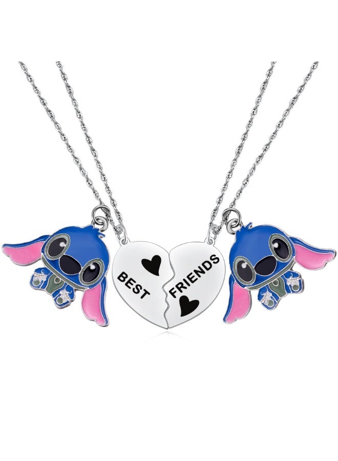 SYOSI Best Friend Stitch Necklace, Friendship Matching Heart Necklace for 2, Lilo and Stitch-Inspired Jewelry for Friends, BFF, and Besties - Image 1